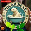 2d Flat 20*20cm, Circular Wooden Logo, Polar Bear Hand Sanitizer Sign, Home Gift Window Decoration, Porch, Room, Home, Wall Decoration Gift.