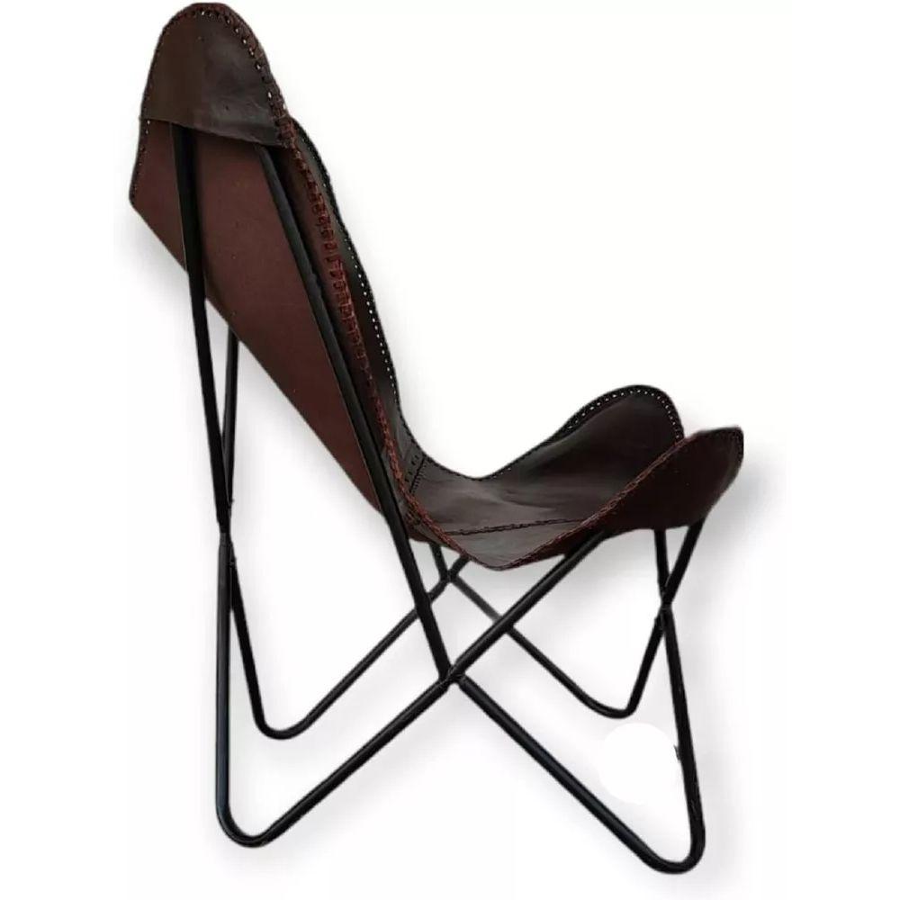 Handmade Vintage Leather Butterfly Chair - Brown Lounge Accent Chair