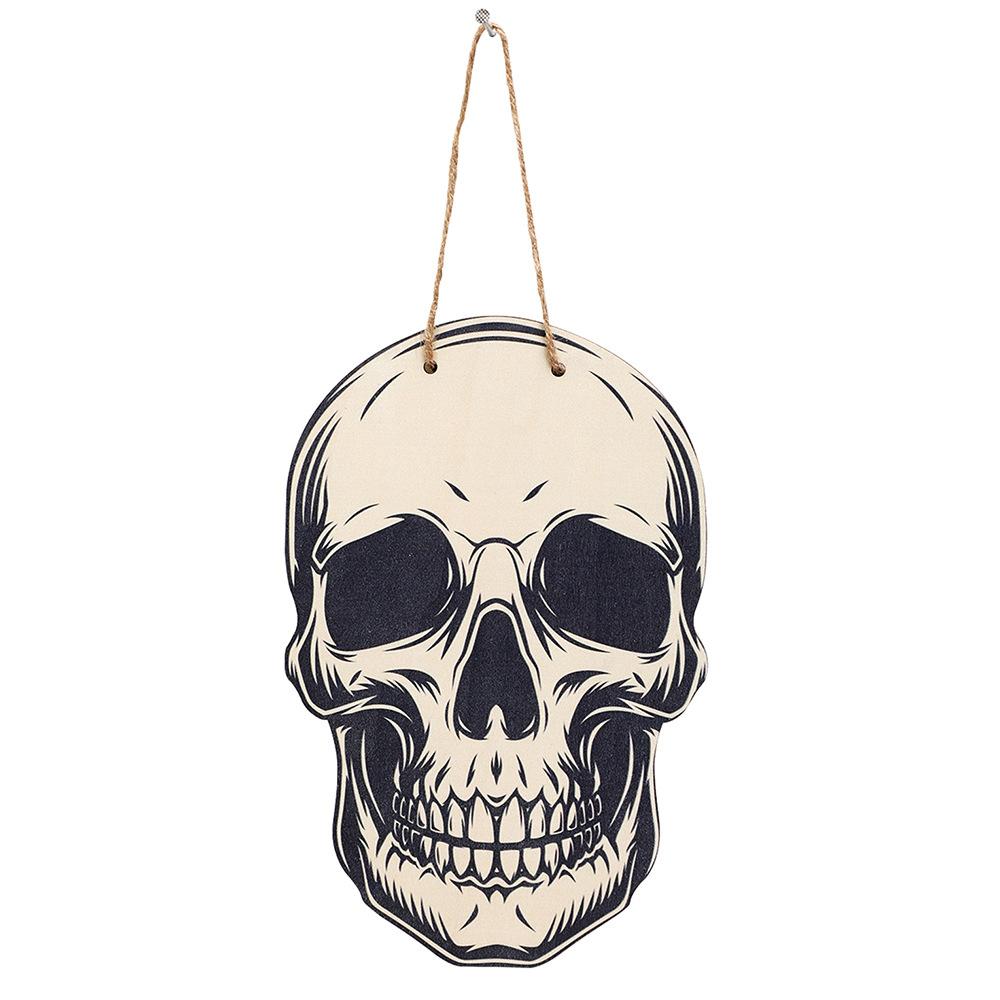 Деревянная дверная табличка с украшениями на Хэллоуин, череп, тыква, праздничная дверная табличка с ведьмой, украшение из дерева, подвеска ручной работы