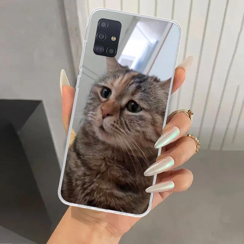 Забавный чехол для телефона с мемами про кошек для Samsung Galaxy A52 A32 A22 A12 A02S A50S A30S A10S Note 20 Ultra 10 Plus S10 A31 A20 A71 A72
