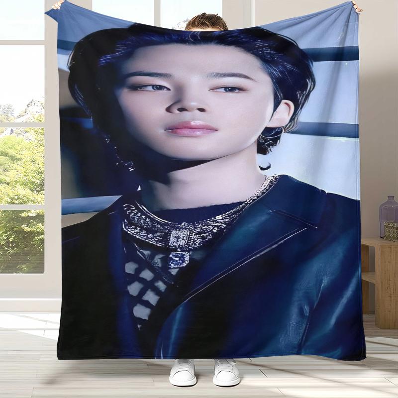 Плед фланелевый Jimin Kpop B-BTS Star, Ультрамягкий теплый плюшевый плед для дома, спальни, кровати, дивана, офиса, кемпинга, пикника, подарок