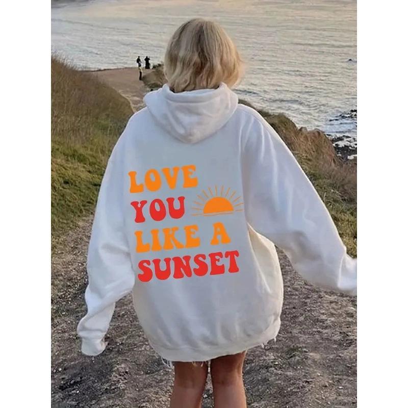 European Print Hawaiian Hibiscus Large Drop Shoulder Sleeves Threaded Hoodie Trendy and Fashionable Hooded Hoodie Top