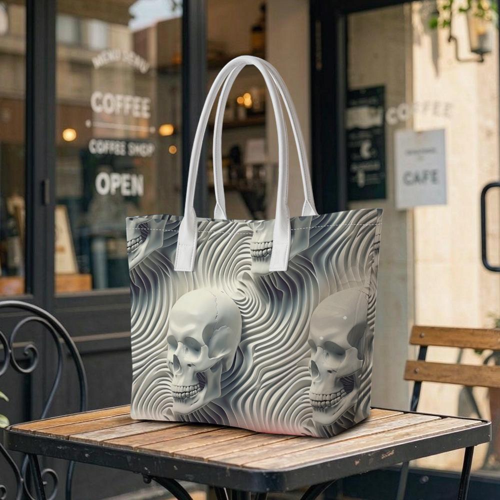 Skull Pattern Shoulder Tote Bag Fashion Unique Handbag for Daily Use