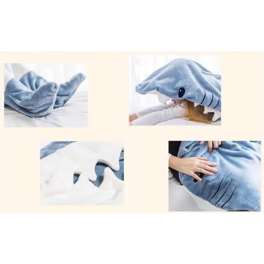 Одеяло с капюшоном в виде акулы для взрослых, пижама с капюшоном для детей и родителей, теплая фланелевая забавная домашняя одежда, спальный мешок с акулой