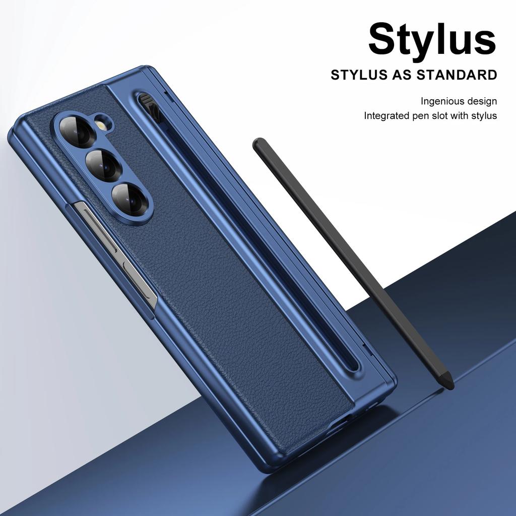 Высококачественный кожаный чехол для Samsung Galaxy Z Fold 7 6 5 4 3 с держателем для стилуса, пластиковая складная противоударная защитная крышка