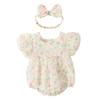 Romper Jumpsuit Bodysuit Floral Flower Baby Newborn Girl Summer Headband Set White One Size [Misia Luxury] [27165-27168]