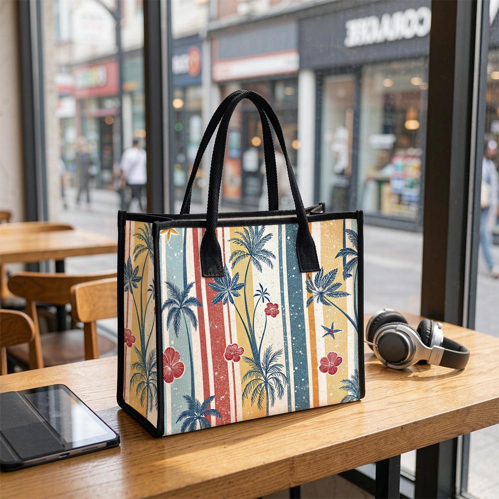 Tropical Palm Floral Print Women Daily Tote Bag Casual Vacation Large Capacity Portable Handbag