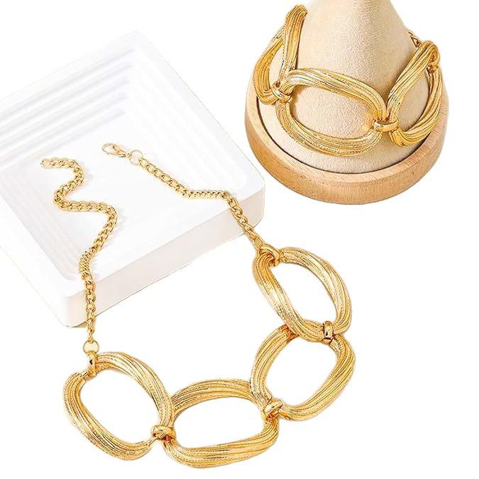 Геометрический Полый Круг Тяжелый Металл Набор Ожерелье и Браслет для Женщин