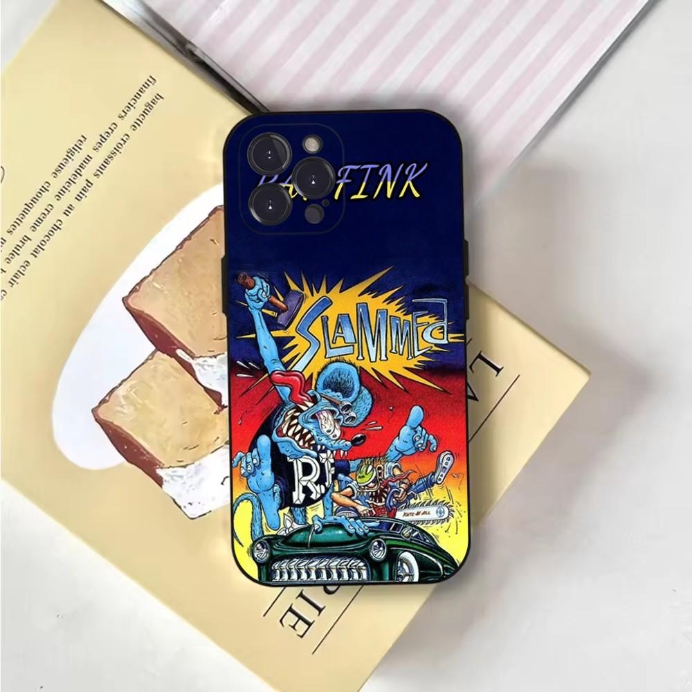 Мультяшный Чехол для Телефона Rat Fink RF Для iPhone 16,15,14,13,12,11,Pro,X,XS,Max,XR,Plus,Mini Мягкий Черный Чехол