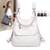 Multifunction White Backpacks Fashion Washed Soft PU Leather Anti-thief Backpack Large Capacity School Bag for Teenager Girls
