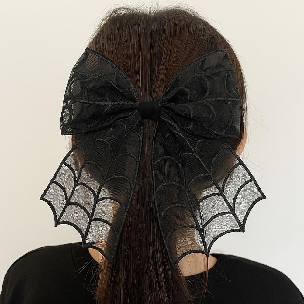 Lace Spider Web Hair Clip Spring Clip Halloween Hairpin Creative Bat Head Veil Hair Accessories