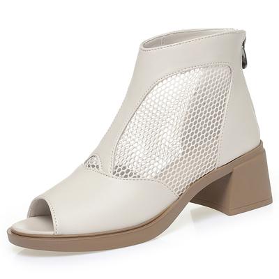 Мода AIYUQI 2025 новые летние женские ботинки Сетчатые дышащие женские ботильоны Большой размер босоножки с открытым носком женские