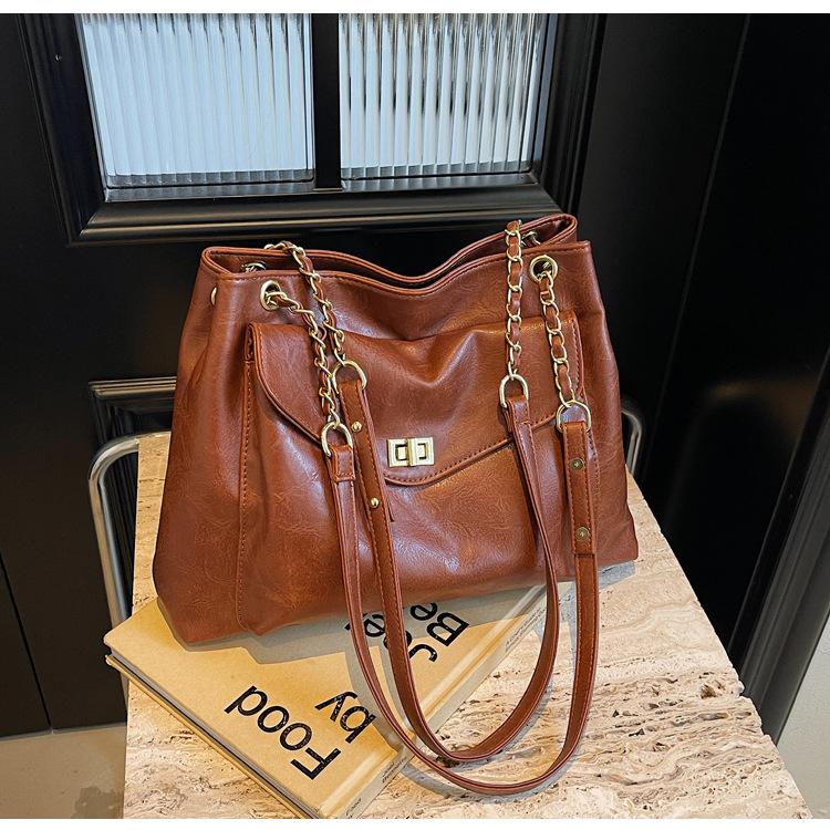 Винтажная сумка-тоут большой вместимости, сумка под мышкой, женская сумка, новая осенне-зимняя сумка через плечо на цепочке