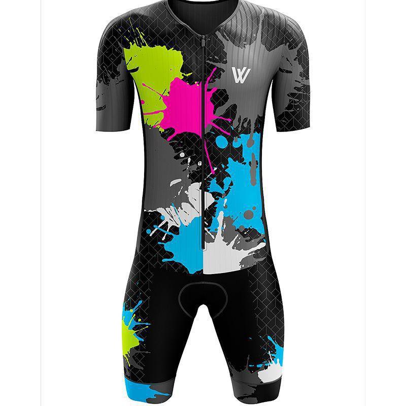 Mens Triathlon Cycling Bodysuit Quick-Dry Compression Suit Sports