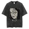 Men Fashion Washed T Shirt Streetwear Graphic Print Harajuku Hip Hop T-Shirt  Summer  Black Short  Sleeve Cotton Loose Tops Tees