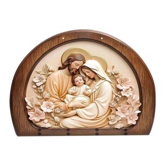 Деревянная христианская ключница 2D плоская Иисус Причастие Арт брелок-подставка с 4 крючками Религиозная настенная ключница для прихожей Домашний декор