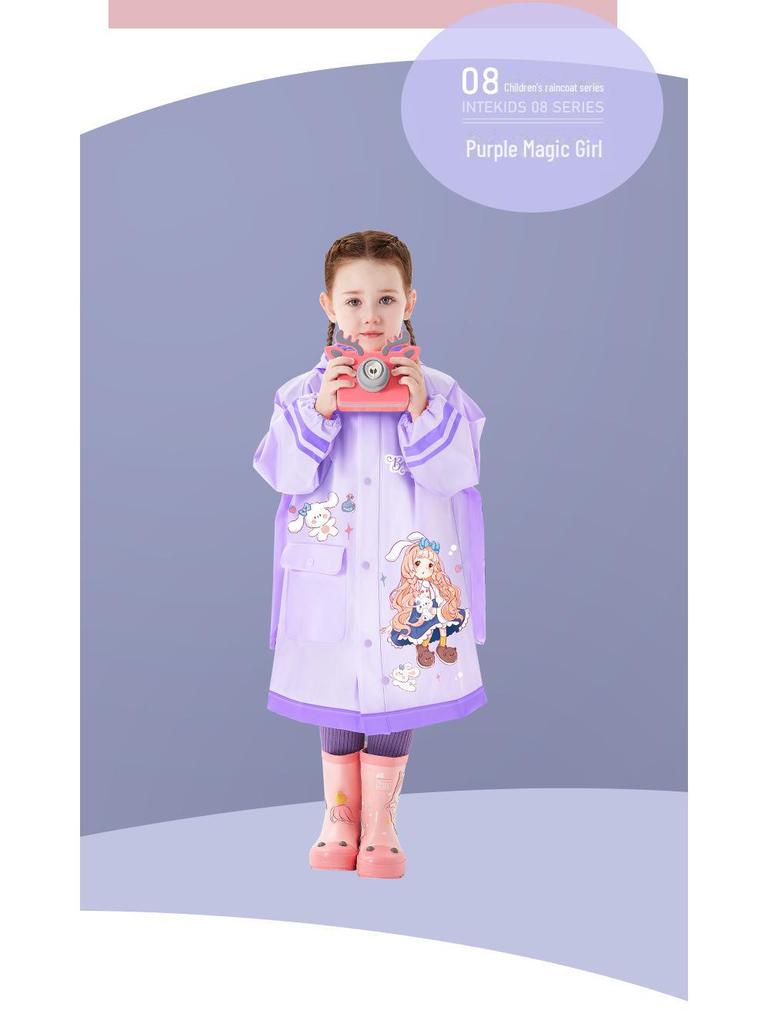 2025 Новый водонепроницаемый плащ для девочек на всю длину тела для начальной школы, надевается поверх рюкзака