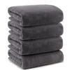 Mofuwa Bath Towel Set [My Best of 2025, Hyaluronic Acid Formula] 4-Piece Microfiber Thick Quick-Drying Mini Bath Towel Set (Dark Gray, 4 Bath Towels)