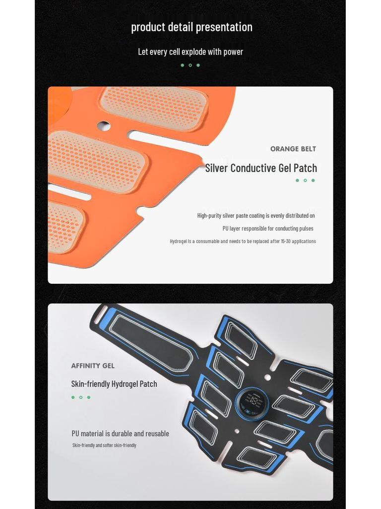 Перезаряжаемый EMS Умный Тренажер для Пресса с Цифровым Дисплеем - Стимулятор Мышц и Массажер Фитнес-Оборудование.