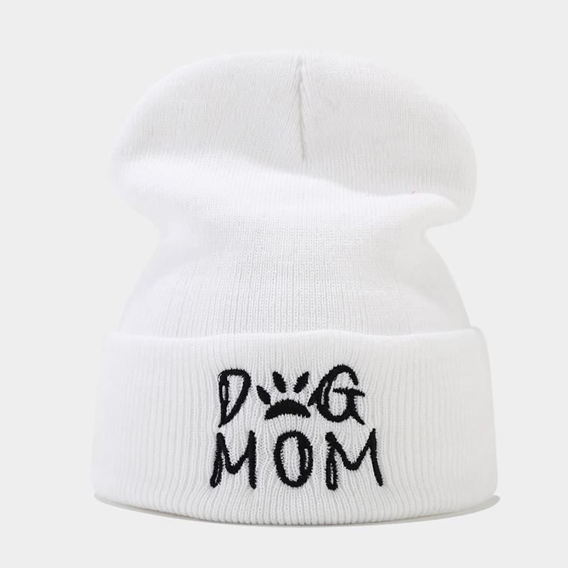 Autumn Winter Letter Embroidery Knitted Hats for Men Women Outdoor Yarn Pile Hats Trendy Ear Protection Hats