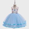 "2023 Christmas Unicorn Princess Dress for Girls, Mesh Rainbow Cotton, Ages 4-12"