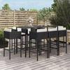 VidaXL 9-piece Garden Bar Set with Black Poly Rattan Cushions, Bar Table Set, Bar Table and Chair, 3200652