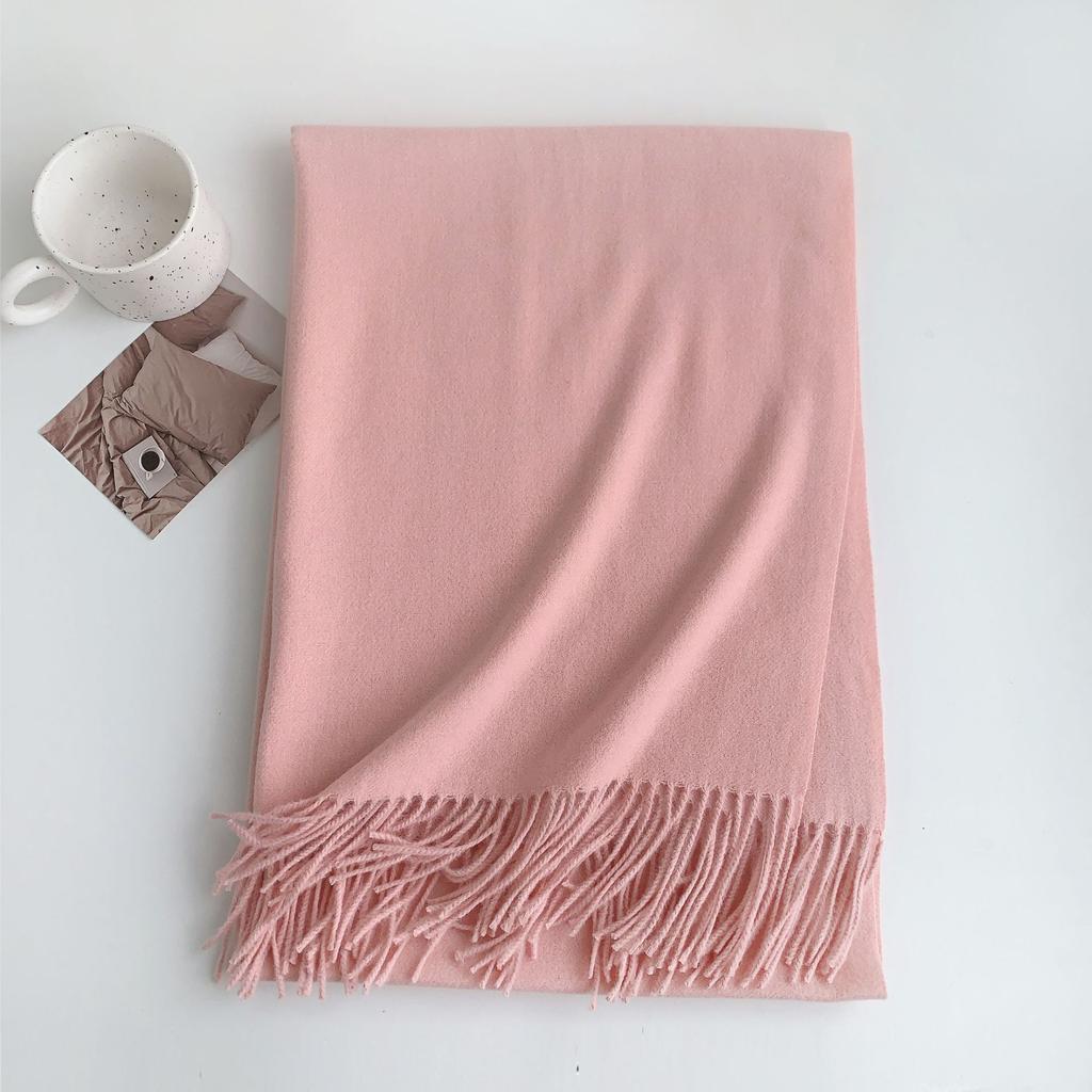 2024 Winter New Scarf Women'S Versatile Imitation Cashmere Thickened Warm Premium Solid Color Large Size Shawl