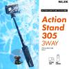 SLIK Action Stand a Mini Tripod with Extendable 305mm Compatible with Compact Cameras and with Hand Product 246924 305, 3-Way, 5-Section Pole, Tall,