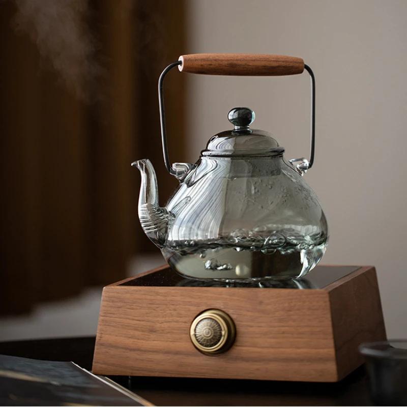 Чайник из термостойкого стекла, чайник из высокопрочного боросиликатного стекла, устойчивый к высоким температурам, прозрачный стеклянный фильтр для чайника, бар для сбора остатков чая