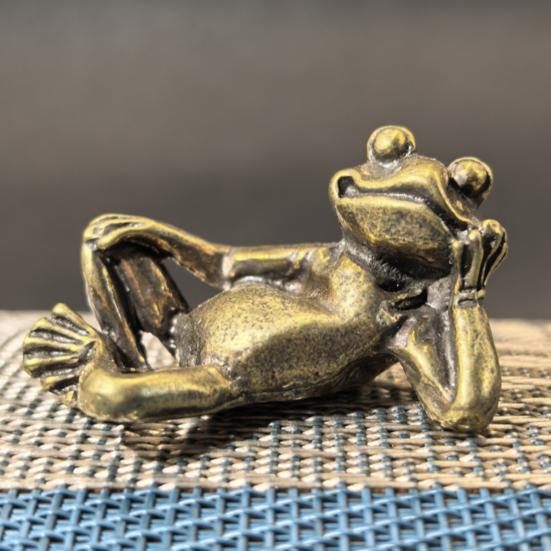 Медитирующая лягушка фигурка сплав мини статуэтка дзен лягушки ретро миниатюрная лягушка настольное украшение для дома офиса гостиной декорация