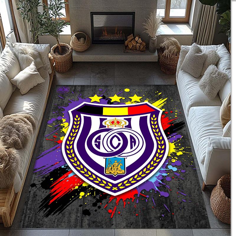 Anderlecht FC Soccer Football Pattern Soft Area Rug Non Slip Indoor Floor Carpet Sports Decor Mat for Bedroom