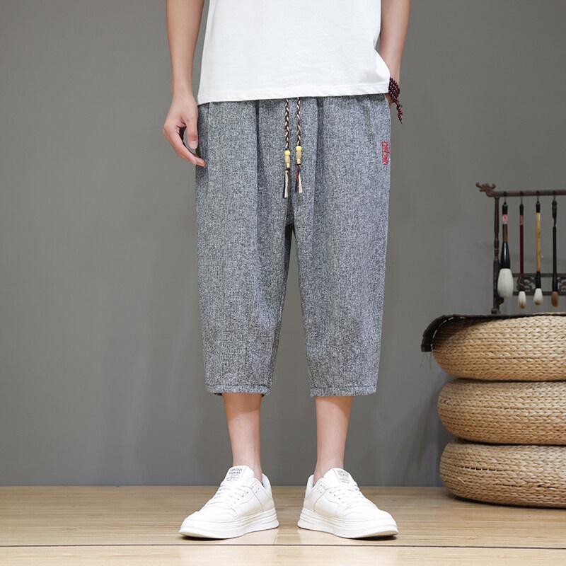 2025 Summer Japanese Kimono Traditional Shorts Mens Asian Clothing Pants Male Casual Loose Yukata Linen Wide Leg Trousers