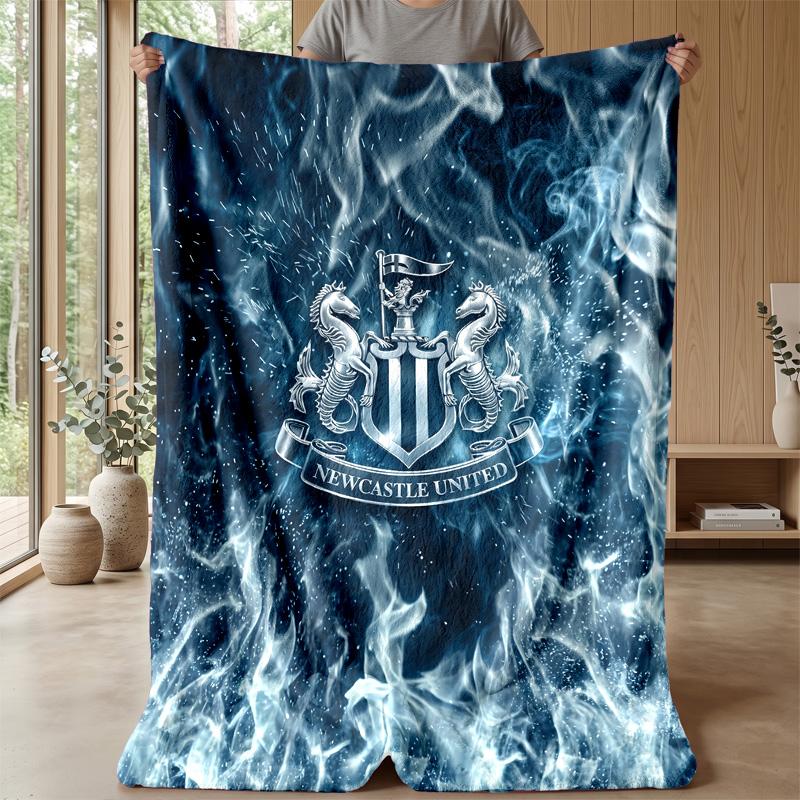 Newcastle United Football Print Flannel Blanket, Soft Warm Lightweight Throw Blanket for Sofa Bed Camping