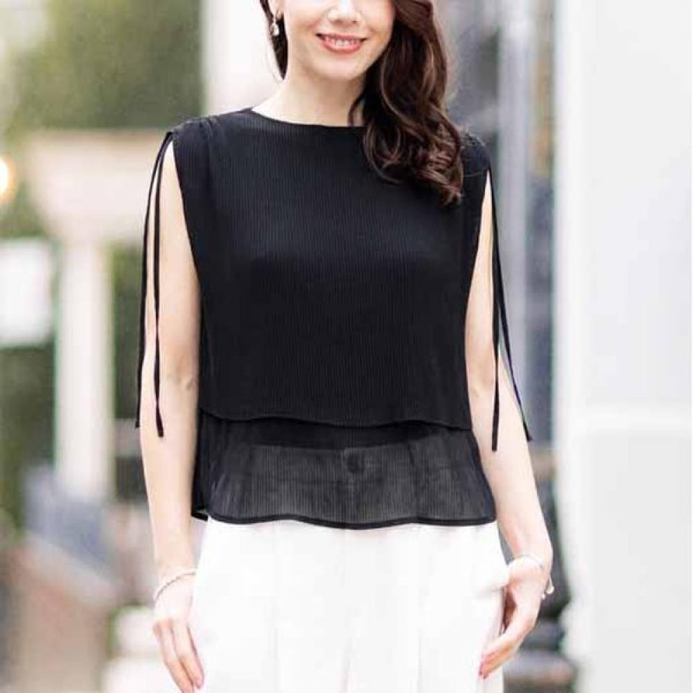 Spicio Women Double Layered Short Sleeve Strap Blouse 461 112