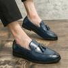 38-46 American Academy Style Fringe Loafers for Men Men's Bottoms Casual Shoes Outdoor Blue Patent Leather Shoes