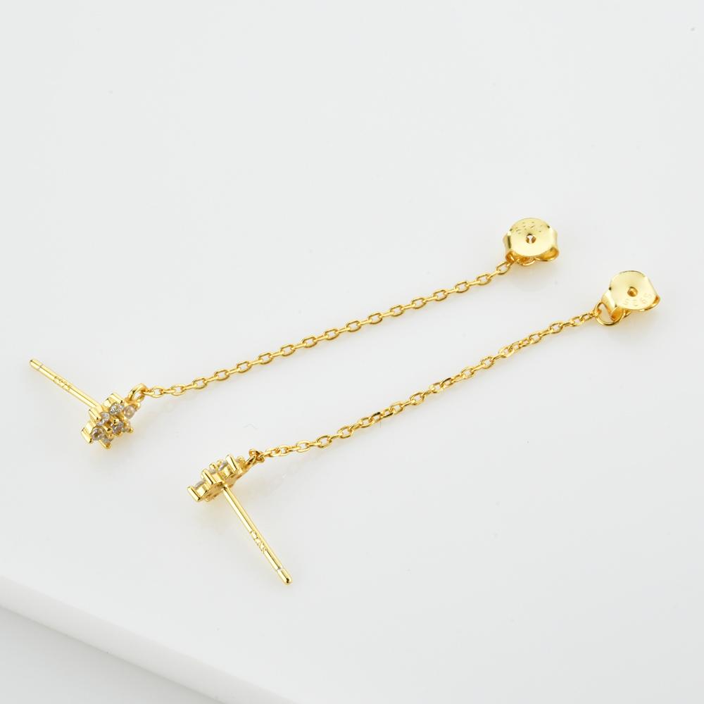 ANDYWEN 925 Sterling Silver Gold Midnight Chain Stud Earring Wedding Flower Piercing Pendiente Luxury Jewelry