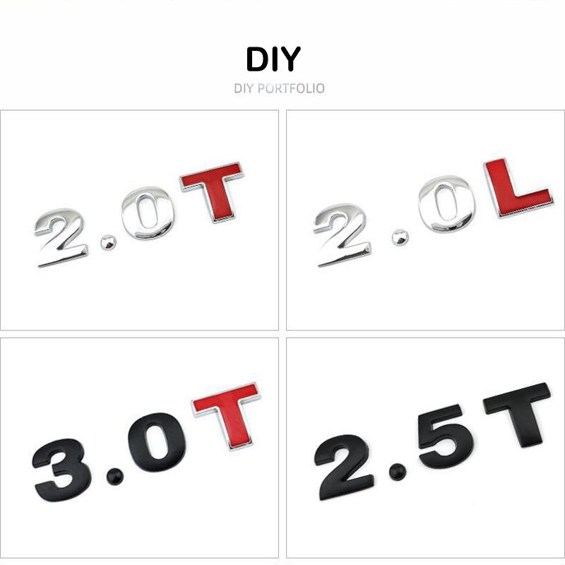 AAYJ1 25mm 45mm DIY 2015 3D Sharp Letters Numbers Full Alphabat Nameplate Logo Trunk Badge Sticker I Love Any Cars Black Chrome