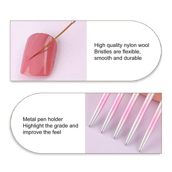 5Pcs Nail Painting Pen Elongated Lines DIY Nylon Wool Durable Manicure Edge Puller Set Polish Salon