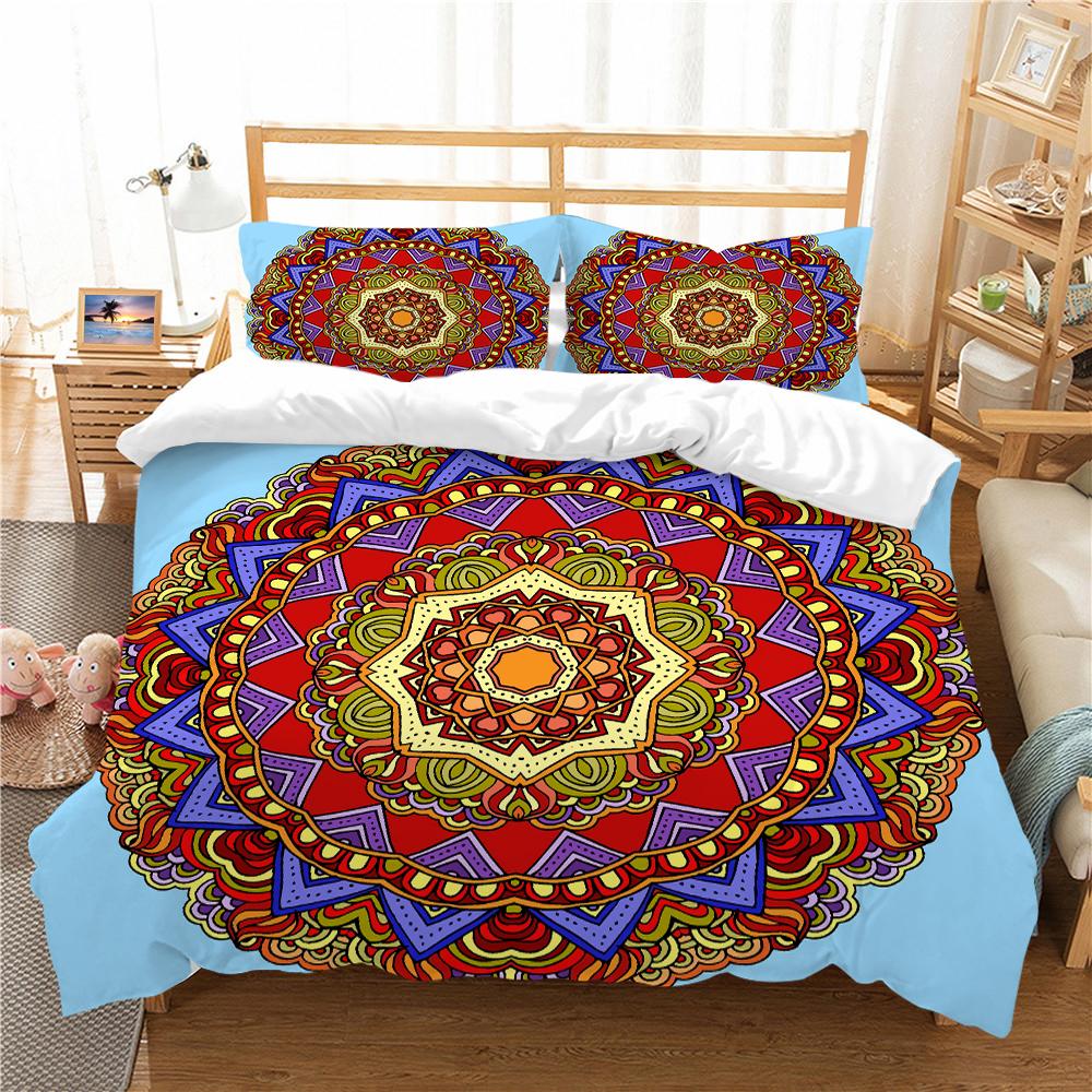 Комплект постельного белья для дома в богемном стиле с принтом дурмана, пододеяльник, наволочка, простыня/двуспальная кровать, 2/3 предмета, украшение для спальни