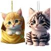 Acrylic 2D Cat Car Hanging Decoration Home Office Backpack Auto Rearview Mirror Cartoon Kitten Animal Hanging Ornament Pendant