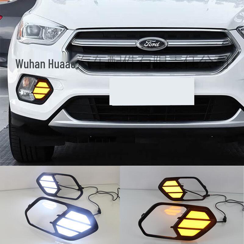 Совместимые светодиодные дневные ходовые огни и противотуманные фары с последовательными указателями поворота для Ford Kuga 2016-20.