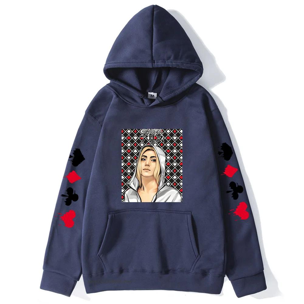 Толстовка с капюшоном Alice In Borderland для мужчин с рисунком Chishiya, женская толстовка с рисунком аниме, уличная одежда, зимняя верхняя одежда