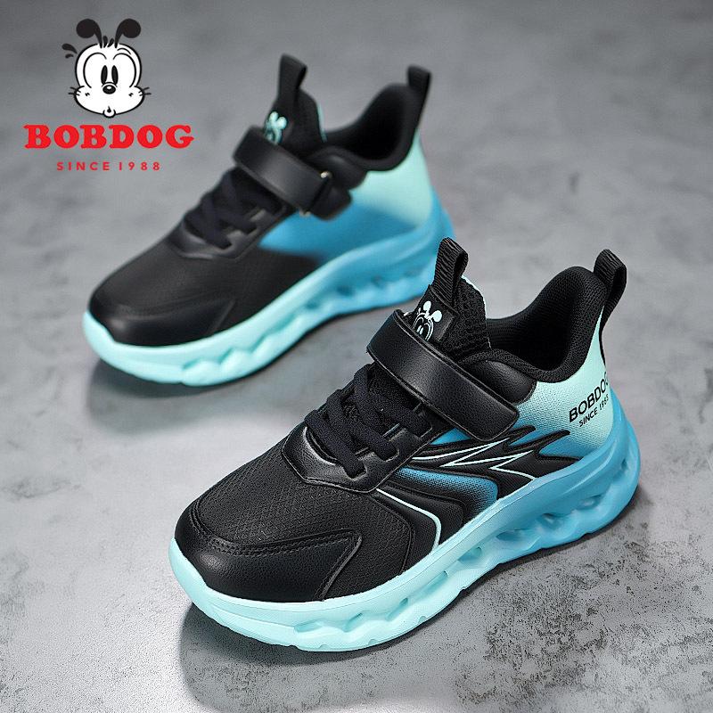 Babu bean boys' sports shoes 2025 autumn new running shoes leather surface waterproof, non-slip and shock-absorbing children's casual shoes