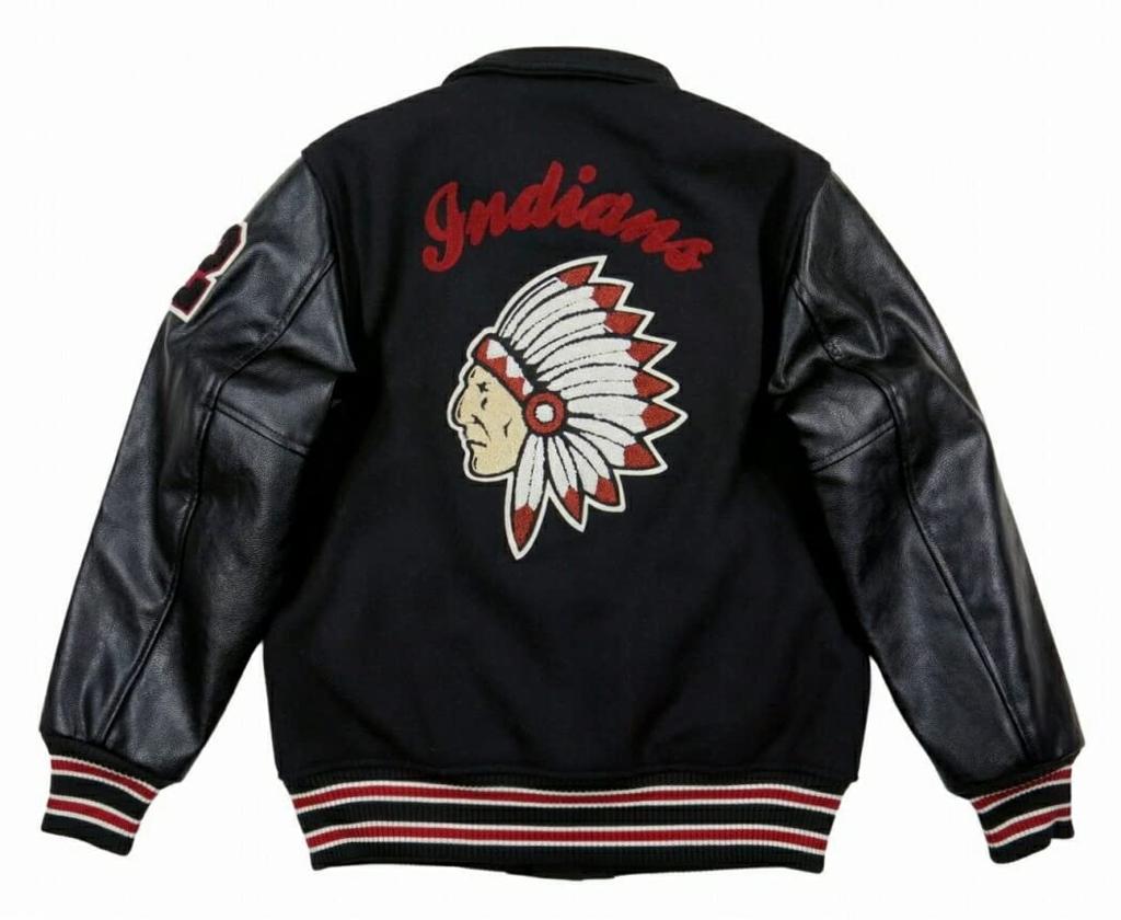 Jf891 Вышивка Сагара INDIANS Искусственная кожа PU x Шерсть Мелтон Куртка-стадион 51191 L БОРДОВЫЙ [Хьюстон] Мужская (Бордовый)