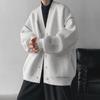 Осенний кардиган-свитер с V-образным вырезом Мужской Женский Уличный Стиль Свободный Ленивый Стиль Корейский Винтажный Вязаный Кардиган Модный Бренд Мужской Кардиган
