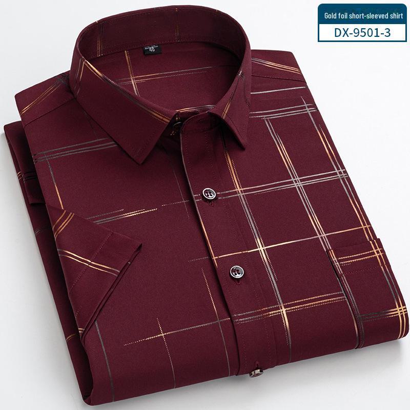 "2023 Summer Short-Sleeve Casual Men’s Shirt with Square Collar and Pockets – Dad Style"