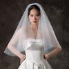 White Bridal Veil Double-Layered Solid Color Wedding Veil Soft Mesh Material Prom Cosplay Veil