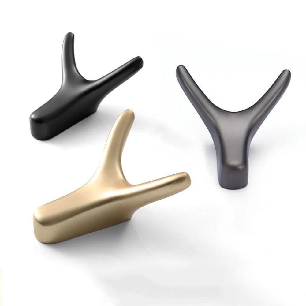 Zinc Zinc Zinc Alloy Wall Mount Hook Hanging Cabinet Storage Hook Bedroom Ox Horn Dual Hanger  Coat