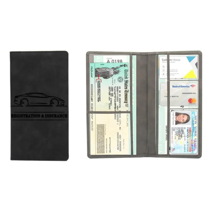 Car Registration Insurance Holder Men Driving License Cover Auto Documents License Storage Bag Credit Card Wallet