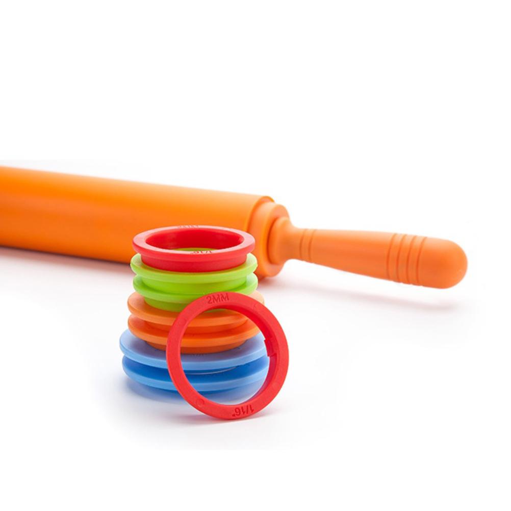Adjustable Silicone Rolling Pin with 4 Spacers for Dough Pizza Non Stick Rolling Pin Baking Pastry